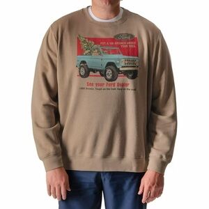 Ford Khaki Crewneck Sweatshirt with Vintage Bronco Graphic
